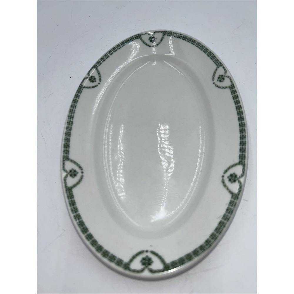 Vintage Jackson Vitrified China Green White Platter Restaurant Ware NOS  8 1/4"